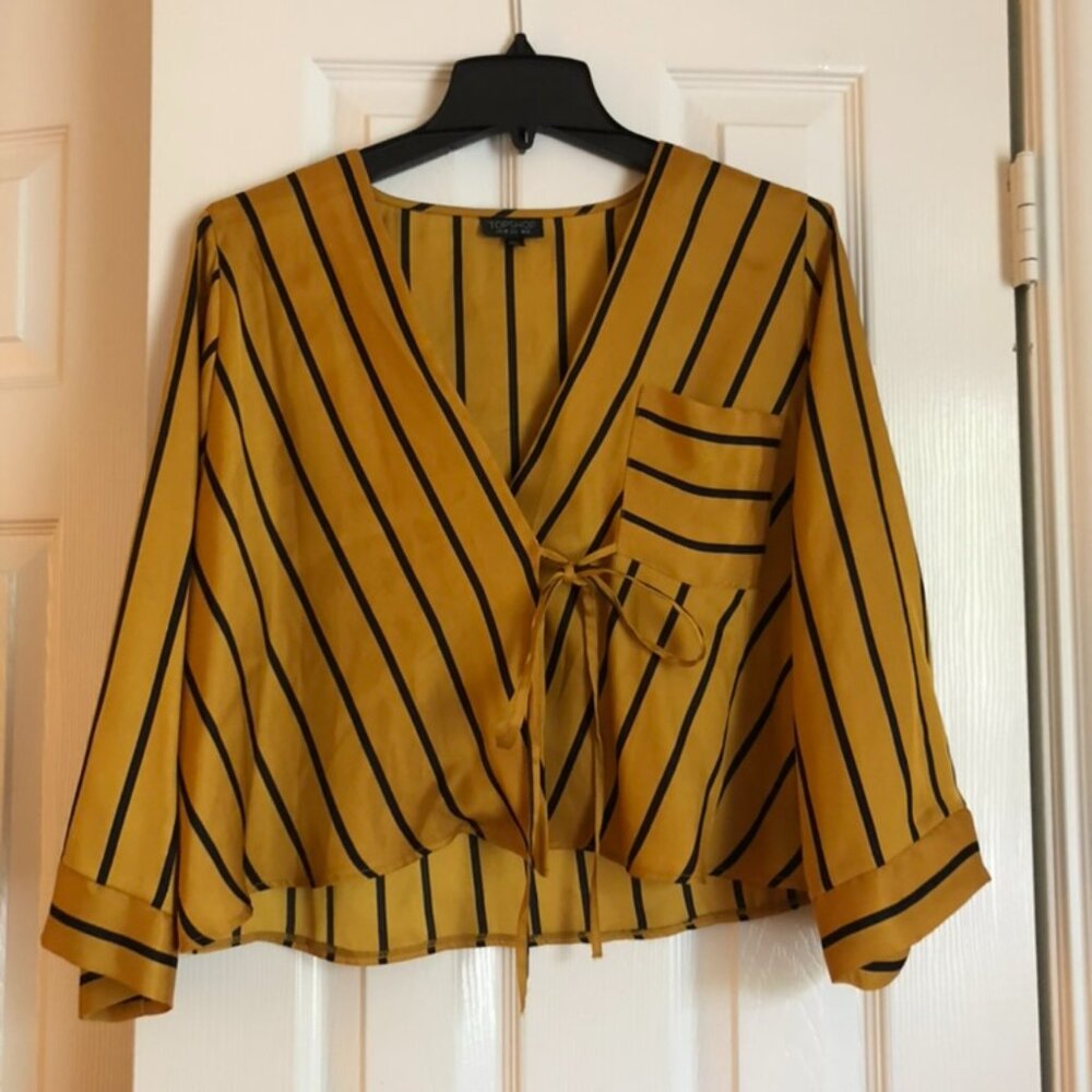 Topshop Stripe Tie Wrap Kimono Top